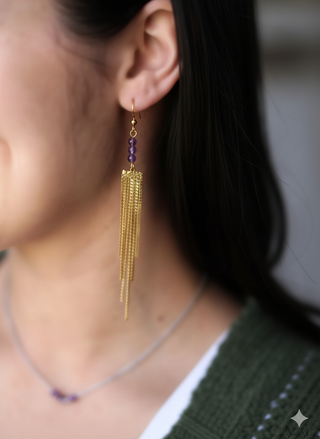 Gold Trinity Tassel Earrings