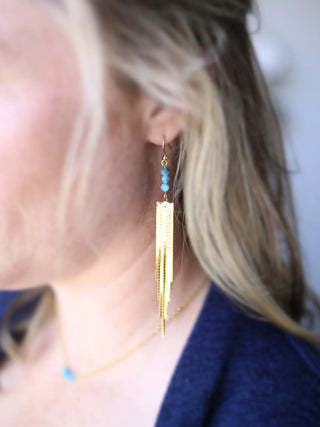 Gold Trinity Tassel Earrings