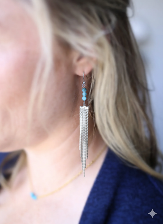 Silver Trinity Tassel Earrings