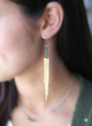 Gold Trinity Tassel Earrings