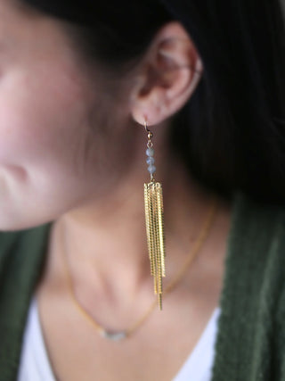 Gold Trinity Tassel Earrings