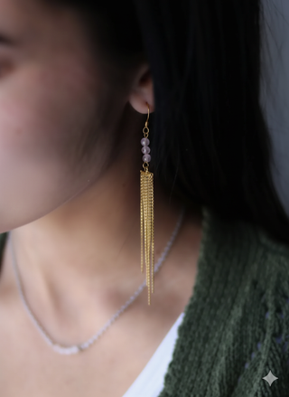 Gold Trinity Tassel Earrings