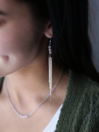 Silver Trinity Tassel Earrings