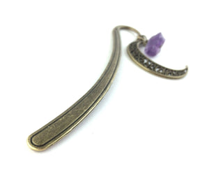Gemstone Moon Bookmark: Celestial Silver Shepherds Hook Bookish Gift