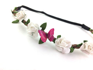 Flower Headband - Head Bands For Women - Butterfly Headpiece Adult Crown - Hippie Costume - Flower Girl Gift