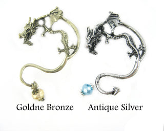 Dragon Ear Cuff: Mismatched Climber Earrings with Crystal Dangle