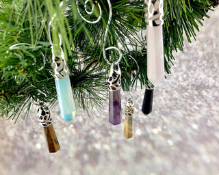 Gemstone Crystal Point Christmas Ornaments - Boho Holiday Decor, Set of 6