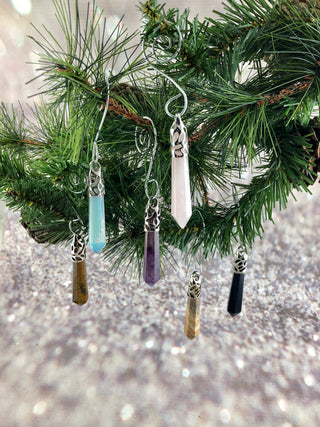 Gemstone Crystal Point Christmas Ornaments - Boho Holiday Decor, Set of 6
