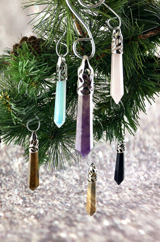 Quartz Christmas Ornament Set: Gemstone Holiday Decoration