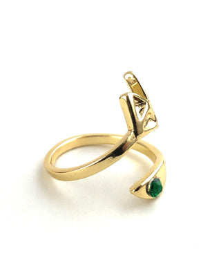 Fox Ring: Adjustable Plated Wrap Ring with Crystal Birthstone