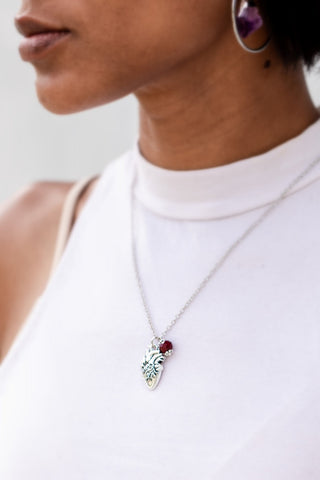 Birthstone Anatomical Heart Necklace - Nurse Gift Witch Jewelry Medical Student Gift Heart Pendant Goth Gothic Wicca Doctor Gift