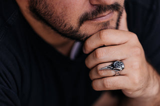 Bird Skull Viking Ring: Runes, Gothic Norse Jewelry
