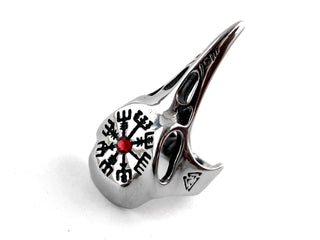 Bird Skull Viking Ring: Runes, Gothic Norse Jewelry