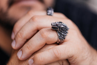 Silver Wolf Ring - Gift For Men - Biker Ring - Gothic Ring - Viking Ring - Viking Costume - 3D Wolf Head - Mens Jewelry