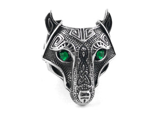 Wolf Face Ring: Viking Nordic Jewelry with Rhinestone