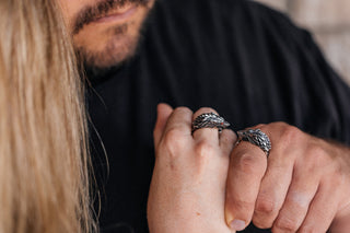 Wolf Ring: Viking Style Metal Alloy Ring with Rhinestone