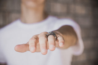 Wolf Ring: Viking Style Metal Alloy Ring with Rhinestone