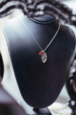 Birthstone Anatomical Heart Necklace - Nurse Gift Witch Jewelry Medical Student Gift Heart Pendant Goth Gothic Wicca Doctor Gift