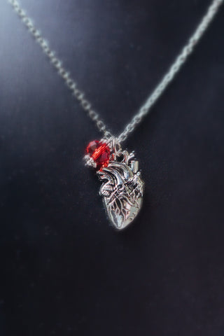 Birthstone Anatomical Heart Necklace - Nurse Gift Witch Jewelry Medical Student Gift Heart Pendant Goth Gothic Wicca Doctor Gift