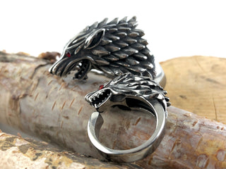 Silver Wolf Ring - Gift For Men - Biker Ring - Gothic Ring - Viking Ring - Viking Costume - 3D Wolf Head - Mens Jewelry