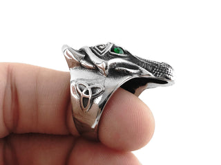 Wolf Face Ring: Viking Nordic Jewelry with Rhinestone