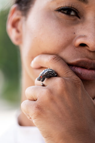 Wolf Ring: Viking Style Metal Alloy Ring with Rhinestone