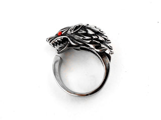 Wolf Ring: Viking Style Metal Alloy Ring with Rhinestone
