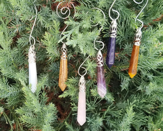 Quartz Christmas Ornament Set: Gemstone Holiday Decoration