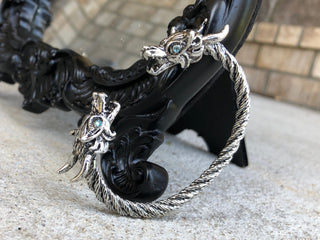 Oxidized Silver Dragon Cuff Bracelet: Viking Norse Jewelry