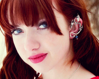 Dragon Ear Cuff: Mismatched Climber Earrings with Crystal Dangle