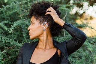 Dragon Ear Cuff: Mismatched Climber Earrings with Crystal Dangle