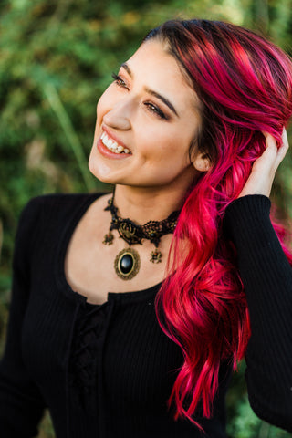 Black Spider Choker - Lace Choker - Gothic Choker - Gothic Collar - Witchy Necklace