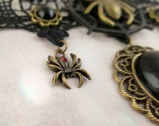 Black Spider Choker - Lace Choker - Gothic Choker - Gothic Collar - Witchy Necklace