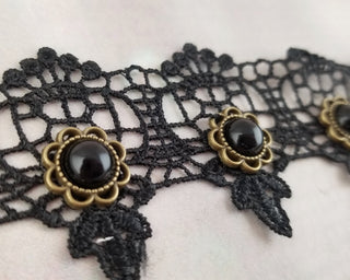 Black Spider Choker - Lace Choker - Gothic Choker - Gothic Collar - Witchy Necklace