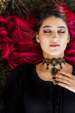 Black Spider Choker - Lace Choker - Gothic Choker - Gothic Collar - Witchy Necklace