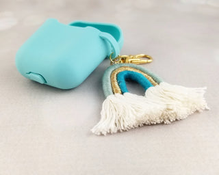 AirPods Case with Macrame Rainbow for Gen 1 and 2 - AirPod Case Keychain - AirPod Case Cute - Airpod Case Rainbow - Silicone AirPod Case