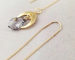 Gold Crescent Moon Threader Earrings: Dangle Charm