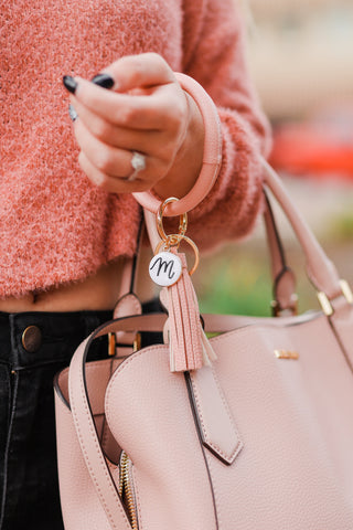 Monogram Leather Bangle Keychain: Personalized Initial Charm