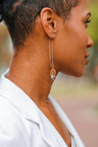 Gold Crescent Moon Threader Earrings: Dangle Charm