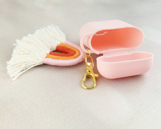AirPods Case with Macrame Rainbow for Gen 1 and 2 - AirPod Case Keychain - AirPod Case Cute - Airpod Case Rainbow - Silicone AirPod Case