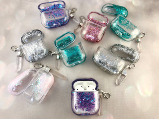 Glitter Airpods Case: Clear Quartz Crystal Keychain
