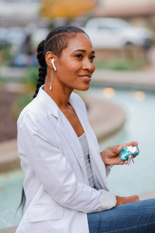 Glitter Airpods Case: Clear Quartz Crystal Keychain