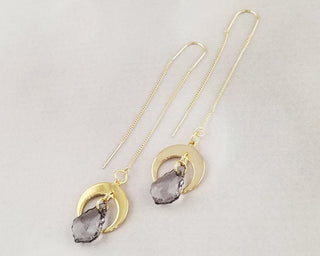 Gold Crescent Moon Threader Earrings: Dangle Charm