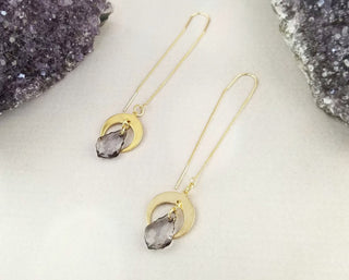 Gold Crescent Moon Threader Earrings: Dangle Charm