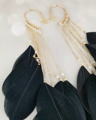 Feather Ear Cuff: Gold Ear Wrap, No Piercing