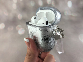 Glitter Airpods Case: Clear Quartz Crystal Keychain
