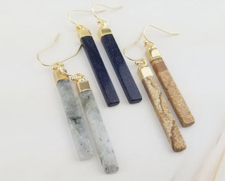 Labradorite Earrings - Gemstone Earrings - Geometric Healing Earrings