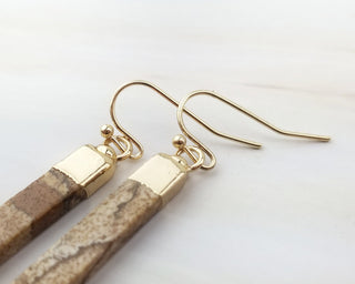 Labradorite Earrings - Gemstone Earrings - Geometric Healing Earrings