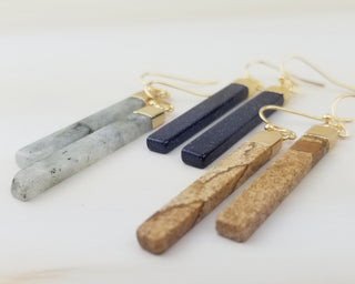 Labradorite Earrings - Gemstone Earrings - Geometric Healing Earrings