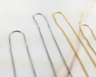 Gold Bee Threader Earrings: Long Dangle Earrings